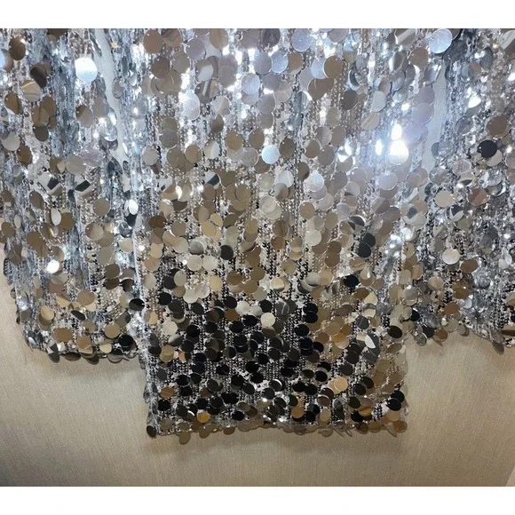 New 12th Tribe Pippa Silver Payette Long Sleeve Mini Dress S - Picture 6 of 12